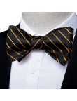 Black and gold striped silk self-tie bow tie