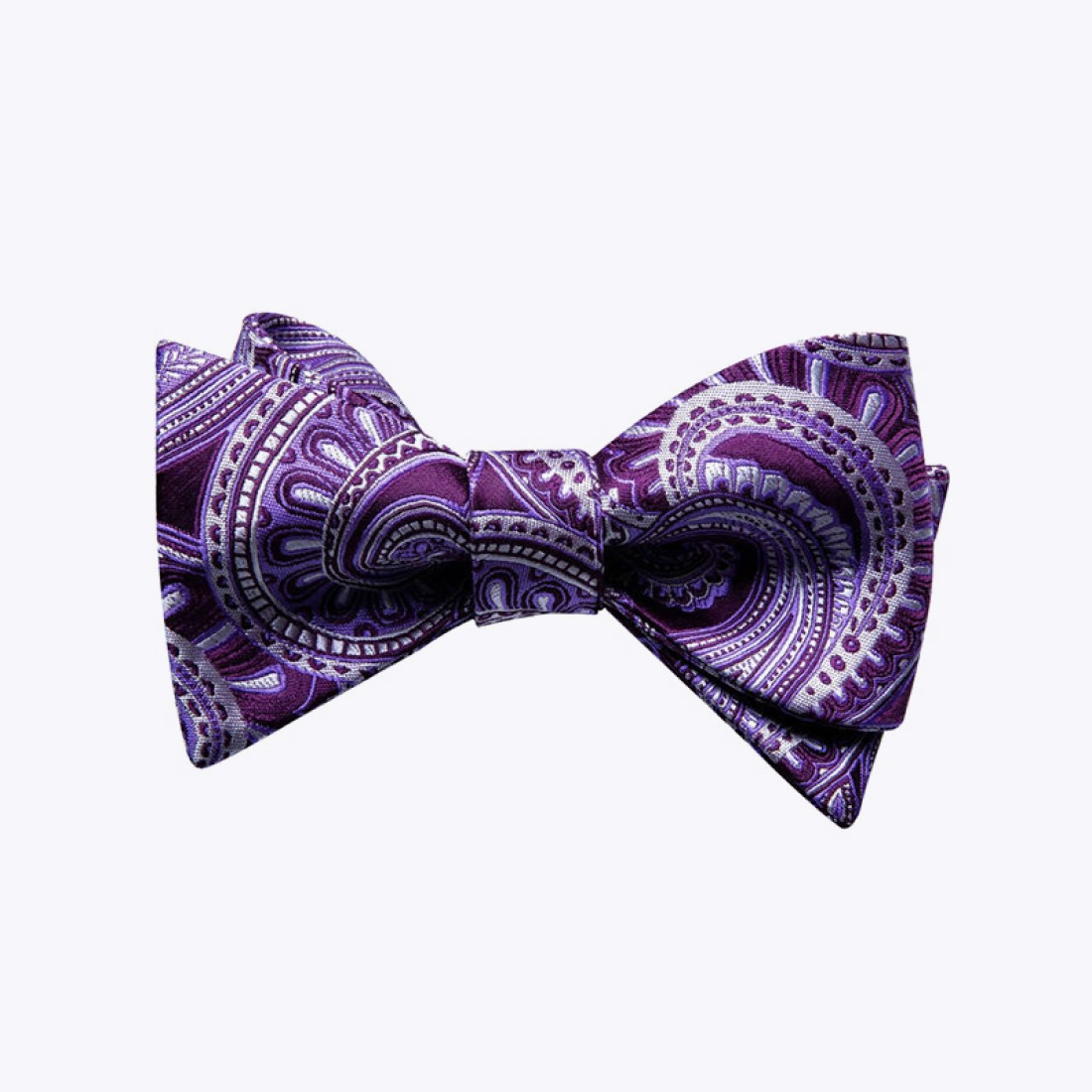 High-end purple men's silk self-tie bow tie