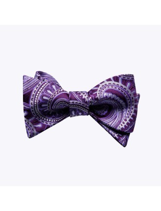 High-end purple men's silk self-tie bow tie