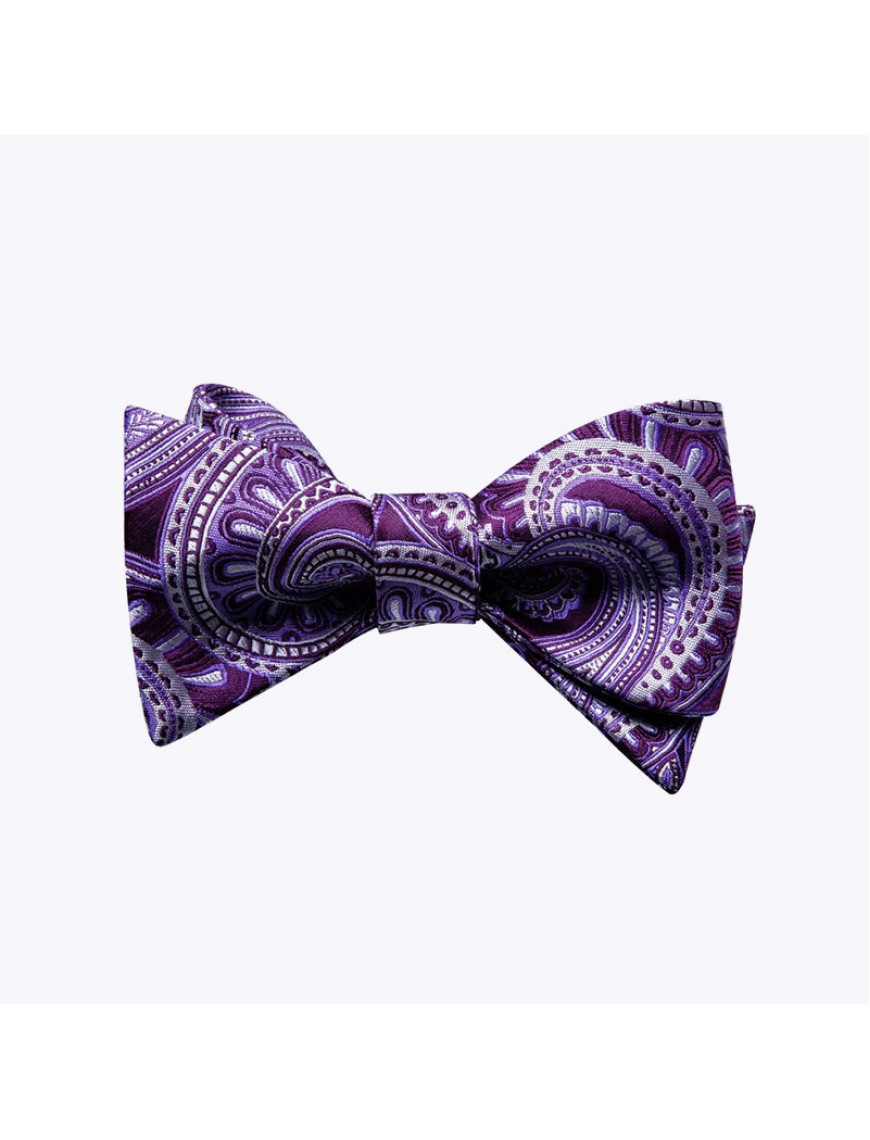 High-end purple men's silk self-tie bow tie