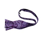 High-end purple men's silk self-tie bow tie