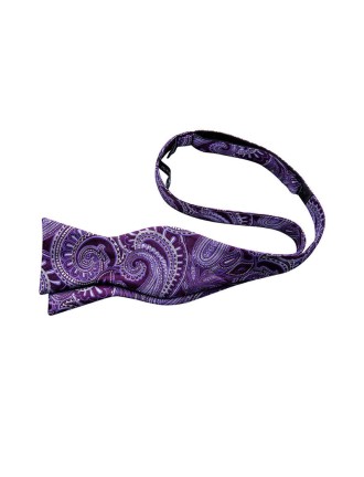 High-end purple men's silk self-tie bow tie