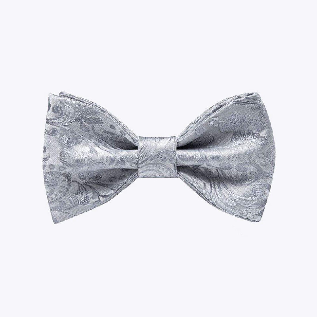 Luxurious silver-grey men's silk self-tie bow tie