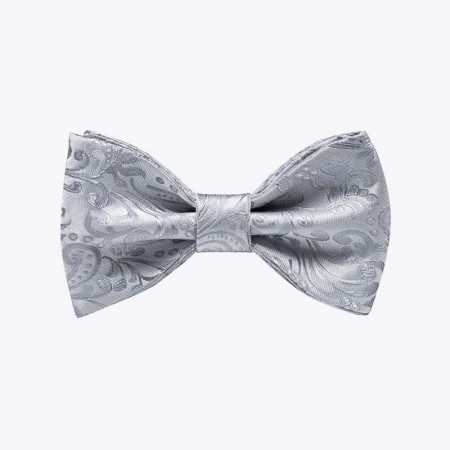 Luxurious silver-grey men's silk self-tie bow tie