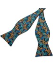 Luxury Blue and Gold Men's Silk Self-Tie Bow Tie