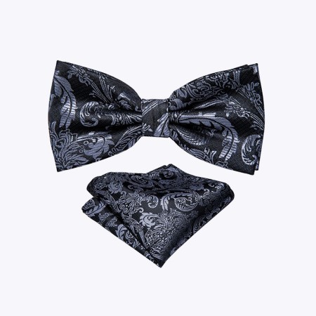 Classic jacquard black men's bow tie