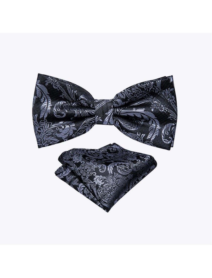 Classic jacquard black men's bow tie
