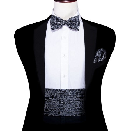 Classic jacquard black men's bow tie