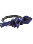 Silk Woven Dark Blue Plaid Men's Bow Tie