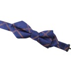Silk Woven Dark Blue Plaid Men's Bow Tie