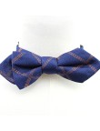 Silk Woven Dark Blue Plaid Men's Bow Tie