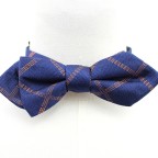 Silk Woven Dark Blue Plaid Men's Bow Tie