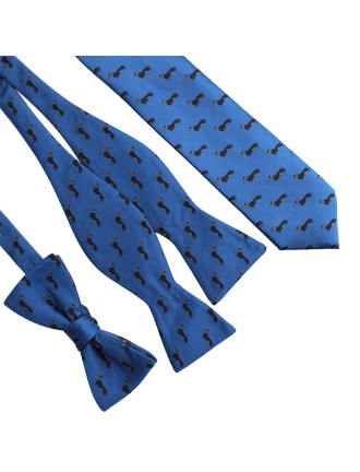 Cute Blue Animal Braided Men's Bow Tie