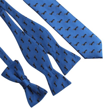 Cute Blue Animal Braided Men's Bow Tie