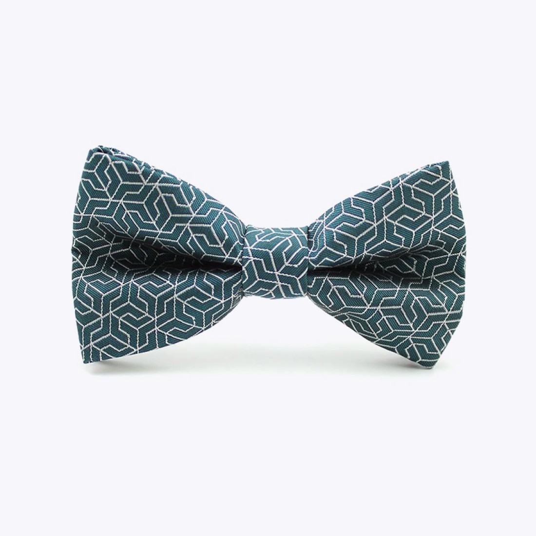 Adjustable Gray-Green Geometric Men's Bow Tie