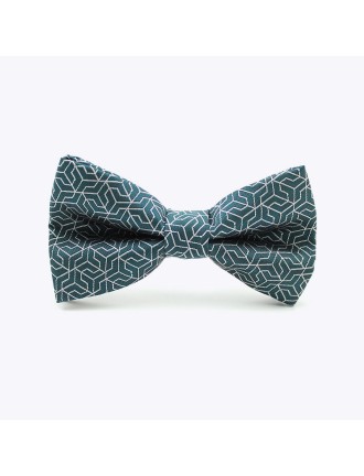 Adjustable Gray-Green Geometric Men's Bow Tie