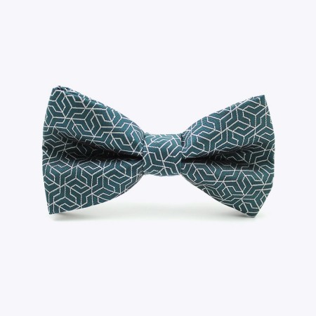 Adjustable Gray-Green Geometric Men's Bow Tie