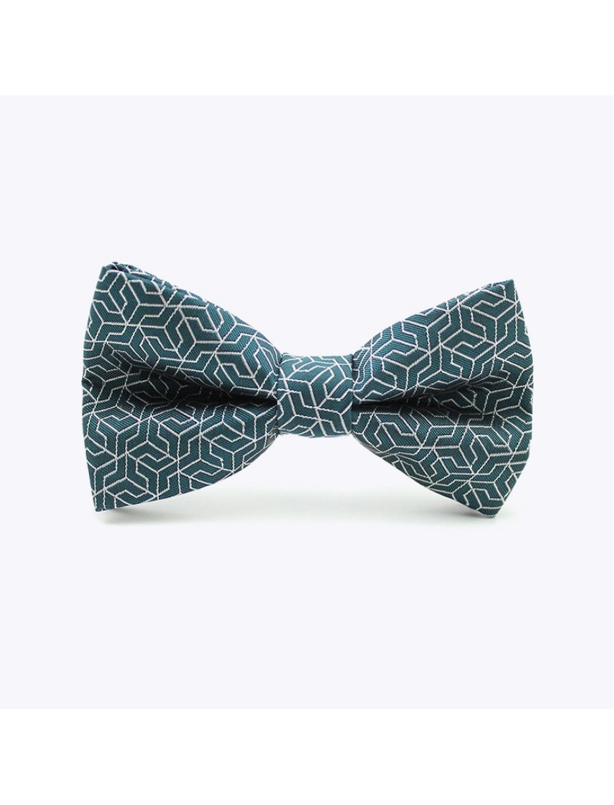 Adjustable Gray-Green Geometric Men's Bow Tie