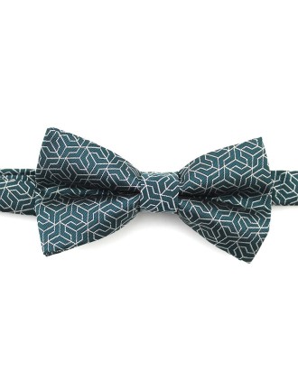 Adjustable Gray-Green Geometric Men's Bow Tie