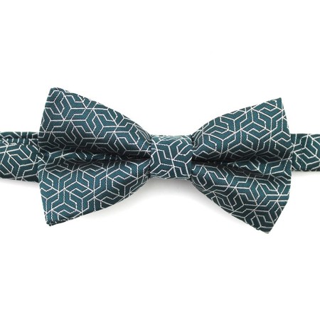 Adjustable Gray-Green Geometric Men's Bow Tie