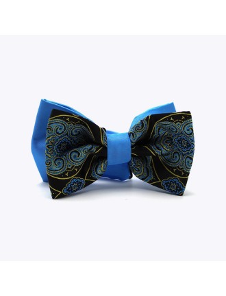 Turquoise Floral Two-Tone Men's Bow Tie