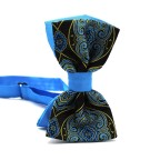 Turquoise Floral Two-Tone Men's Bow Tie