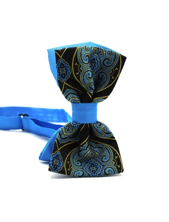 Turquoise Floral Two-Tone Men's Bow Tie