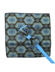 Turquoise Floral Two-Tone Men's Bow Tie