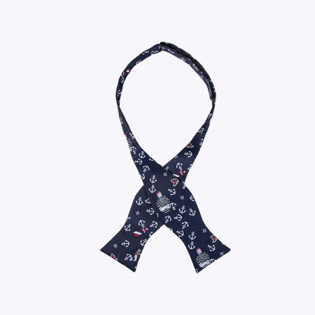 Navy blue nautical themed men's tie