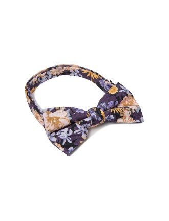 Men's Purple Floral Cotton Skinny Tie