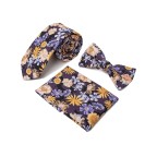 Men's Purple Floral Cotton Skinny Tie
