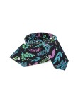 Black colorful leaf floral print tie