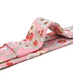Men's Pink Cotton Floral Skinny Tie