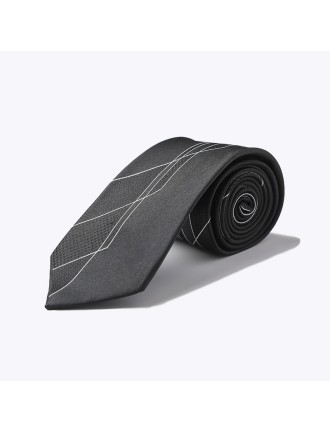 Black and white geometric panel men's self-tie tie