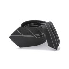 Black and white geometric panel men's self-tie tie