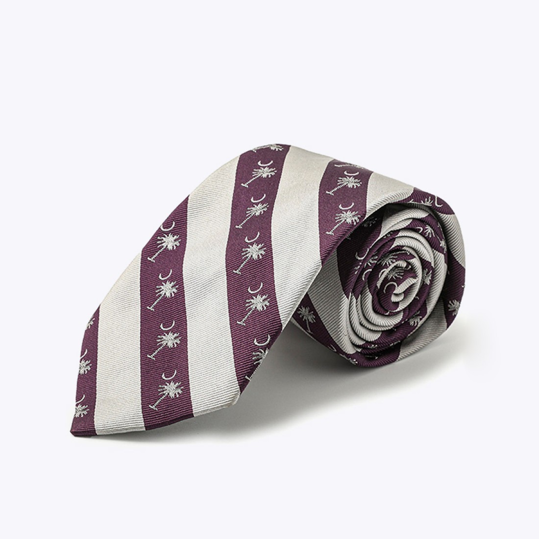 Palm Tree Bar Striped Silk Tie