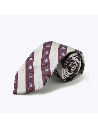 Palm Tree Bar Striped Silk Tie