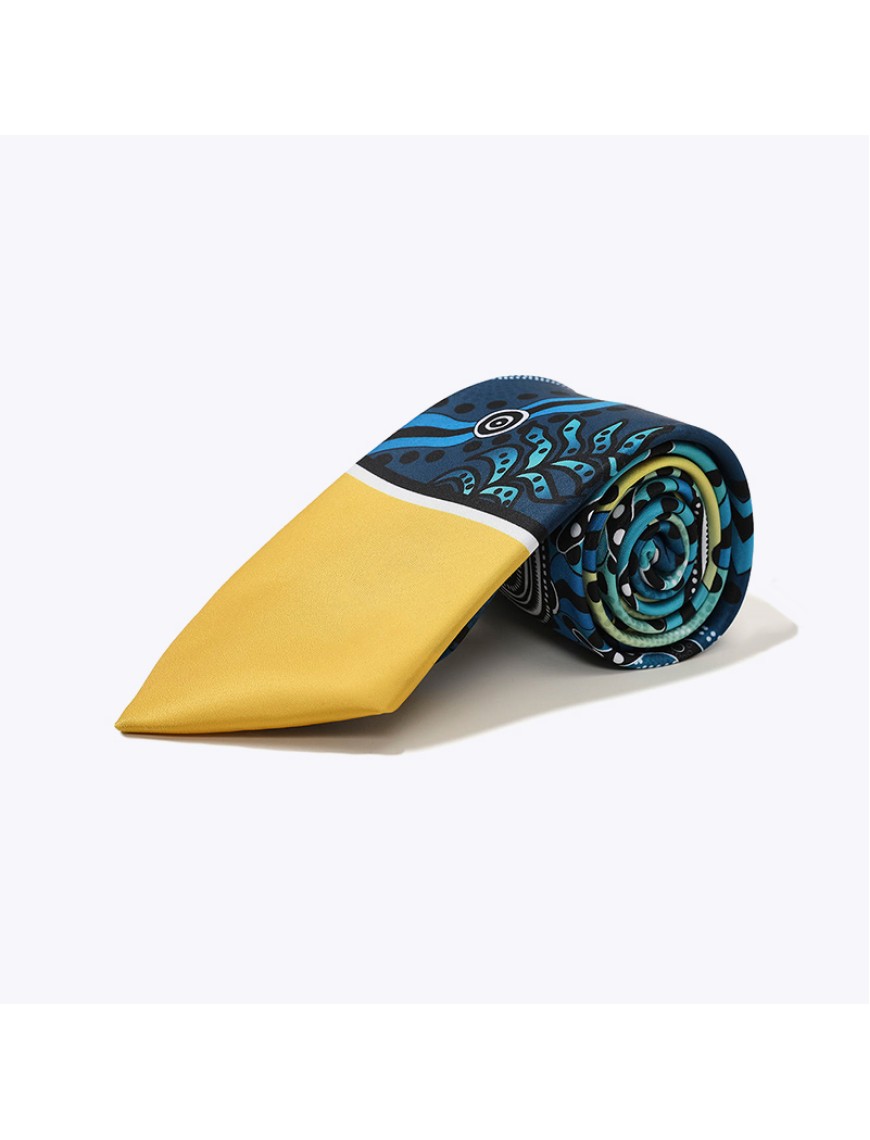 Ocean blue Great Barrier Reef style digital print tie