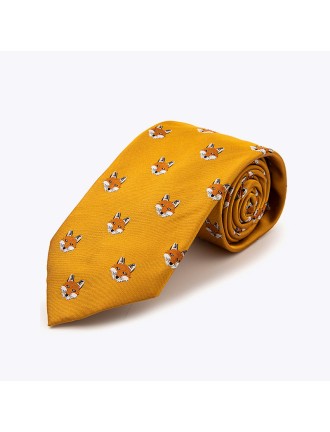 Orange Fox Face Jacquard Men's Tie