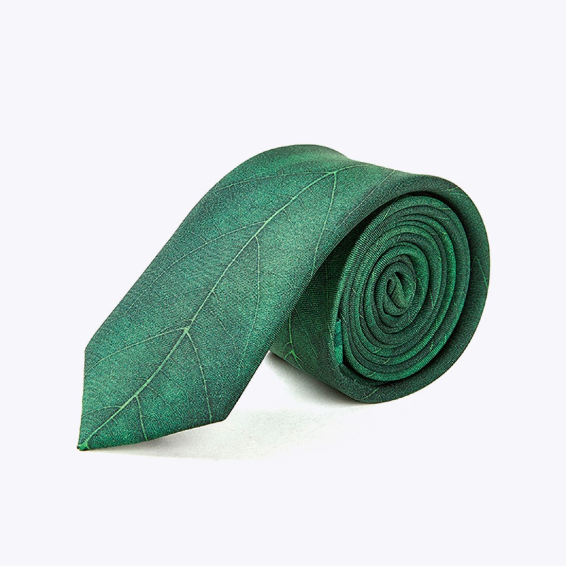 Men's Silk Emerald Leaf Pattern Tie